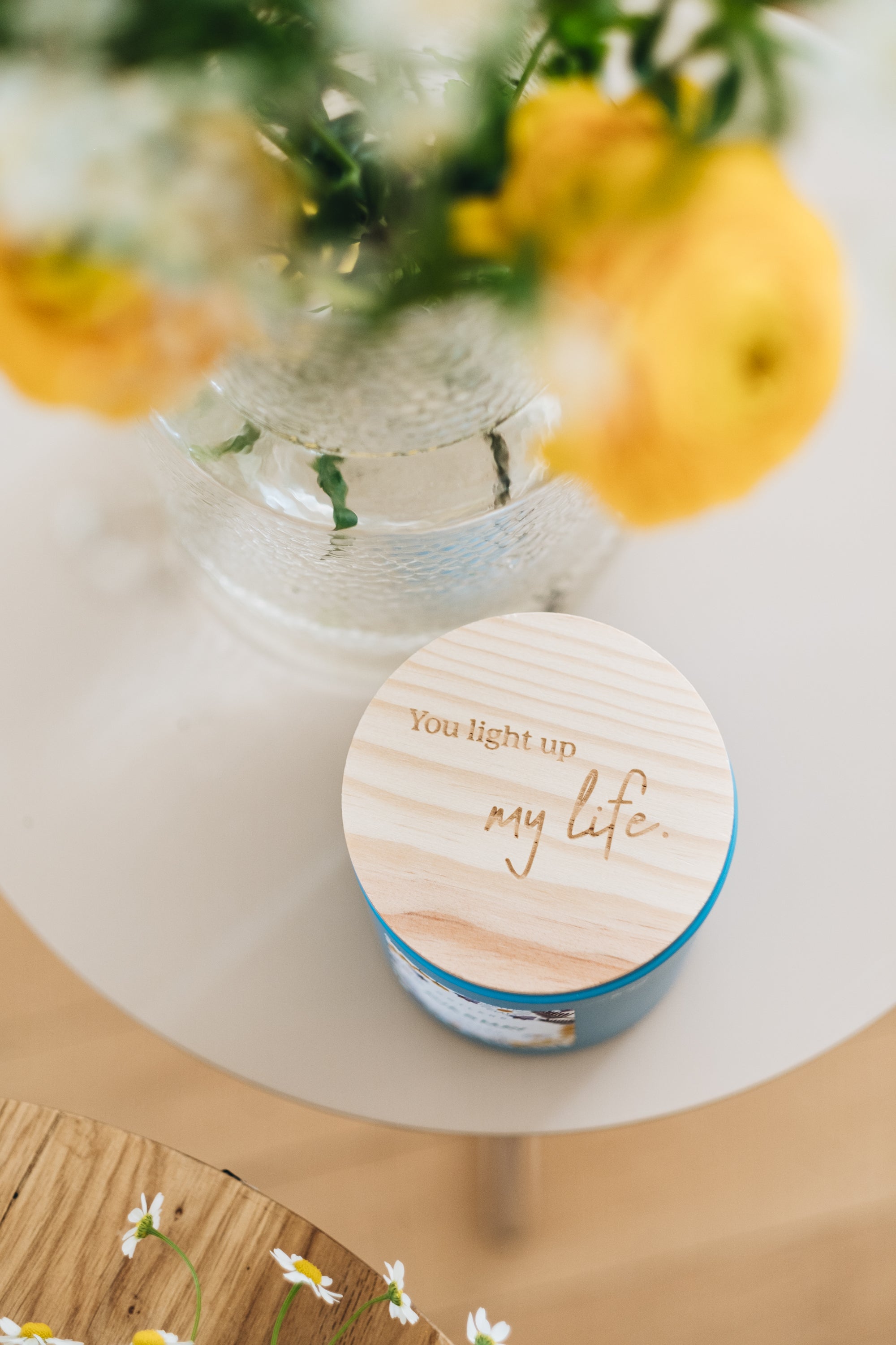 Couvercle de bougie "You light up my life"
