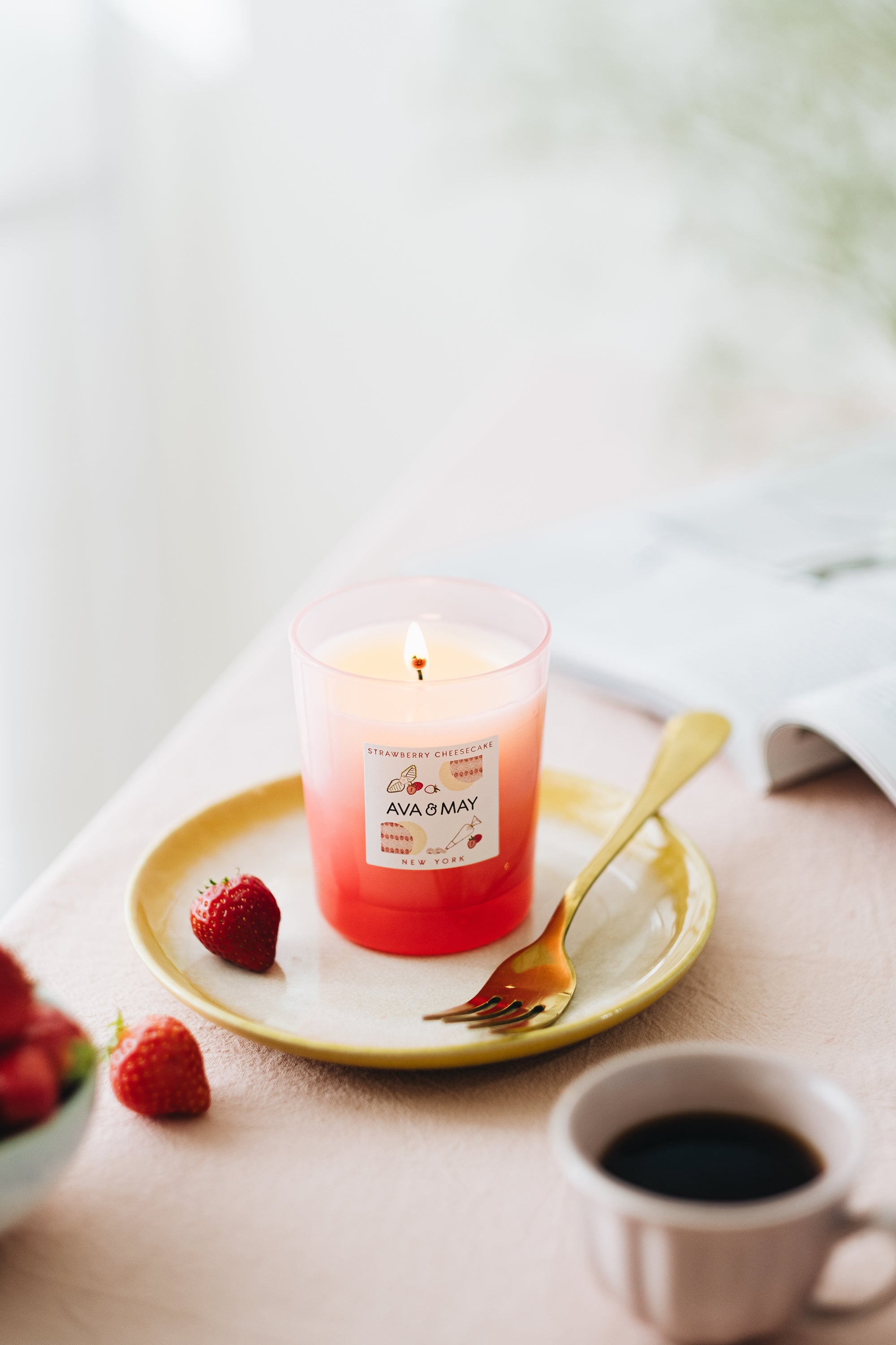Bougie parfumée Cheesecake à la fraise