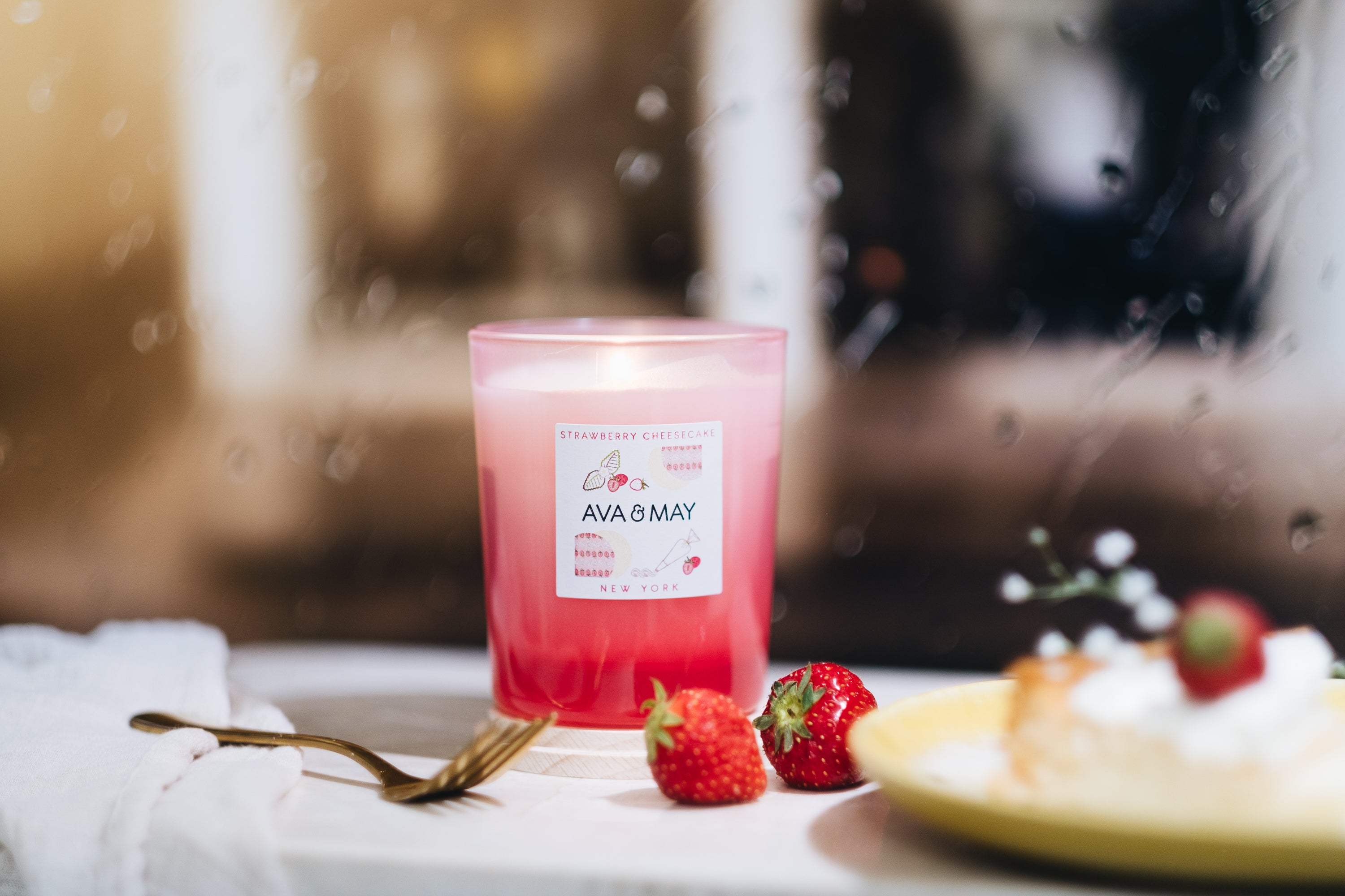 Bougie parfumée Cheesecake à la fraise