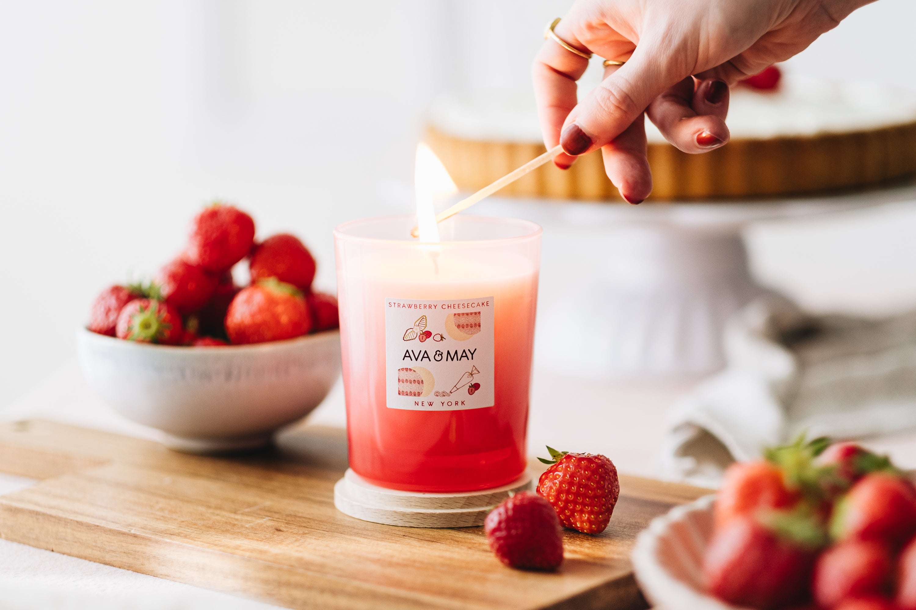 Bougie parfumée Cheesecake à la fraise