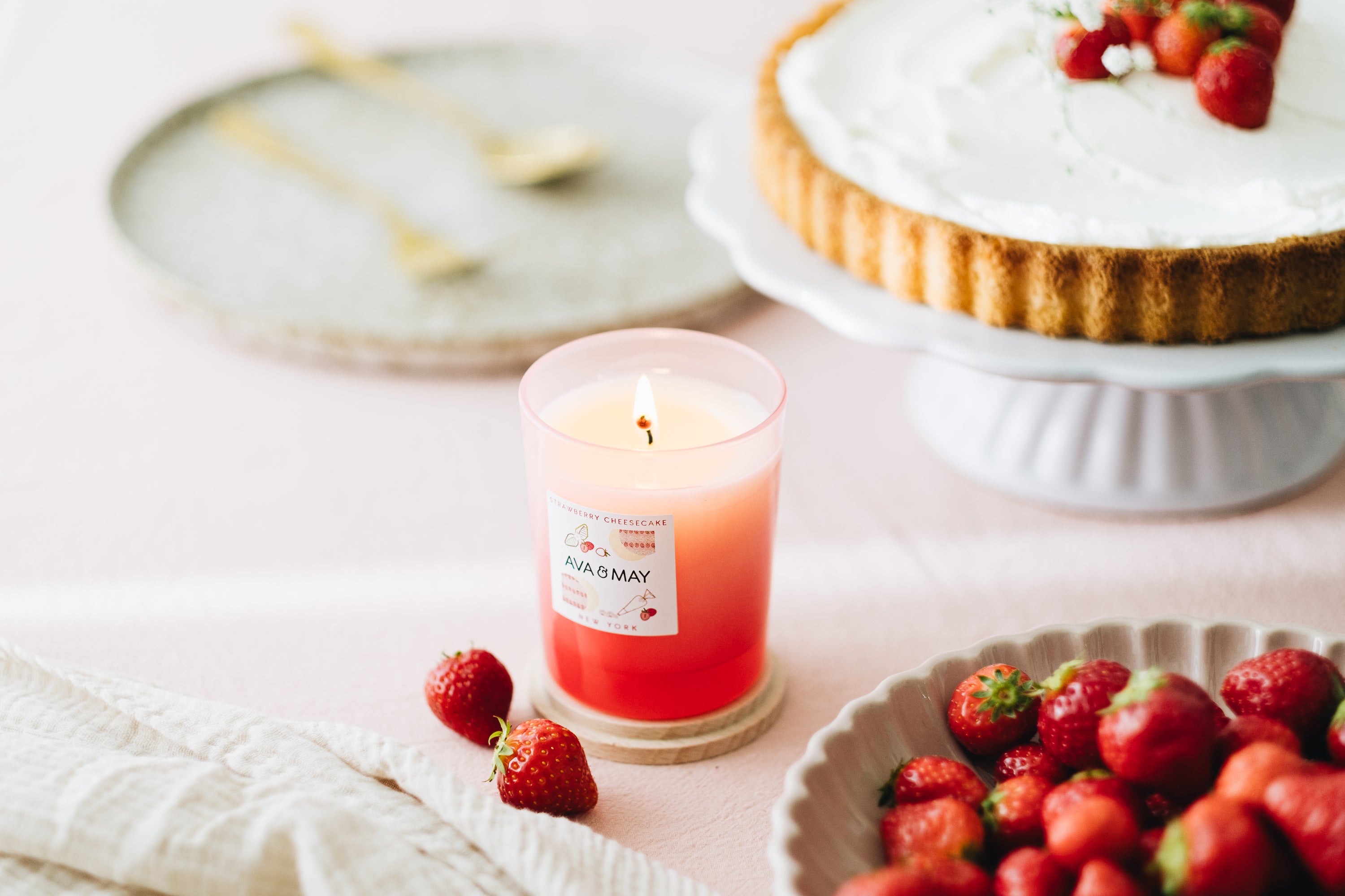 Bougie parfumée Cheesecake à la fraise